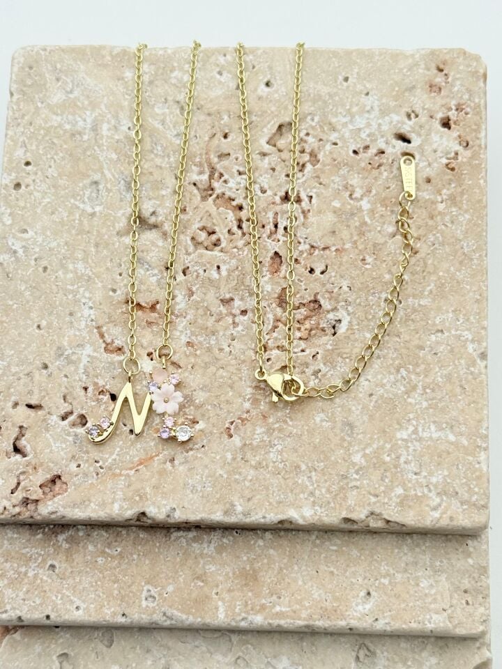 Çelik Prenses Harf Kolye // KOLYE-5744