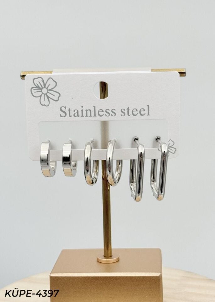 Çelik Set Küpe // KÜPE-4397