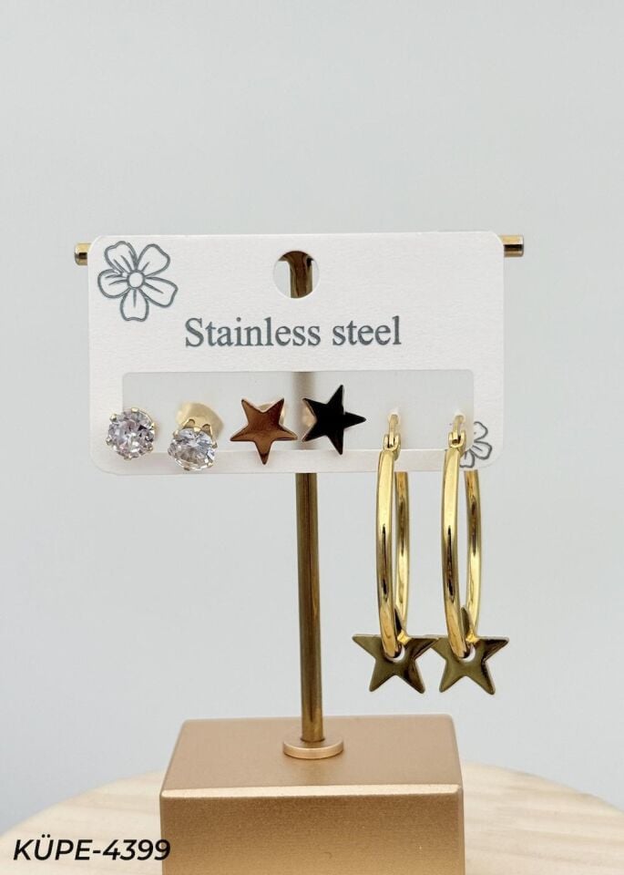 Çelik Set Küpe // KÜPE-4399