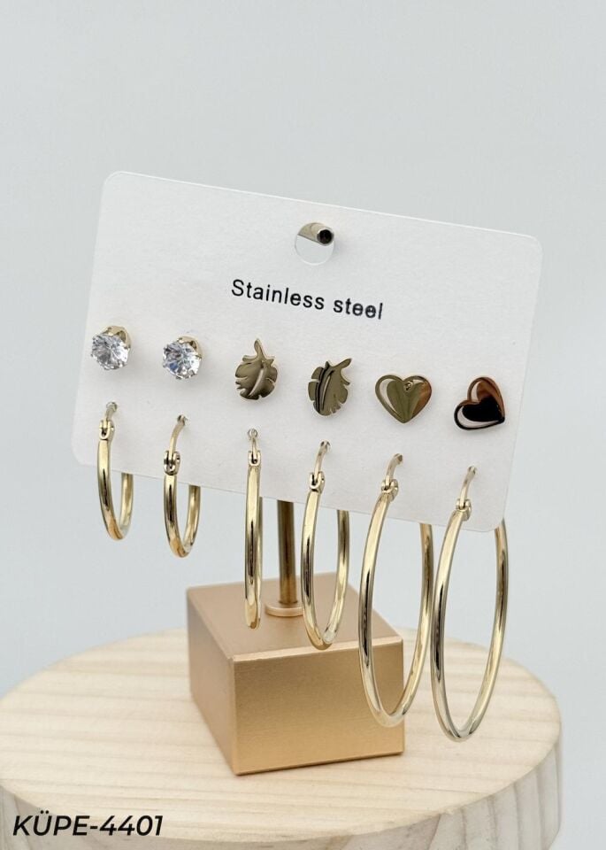 Çelik Set Küpe // KÜPE-4401