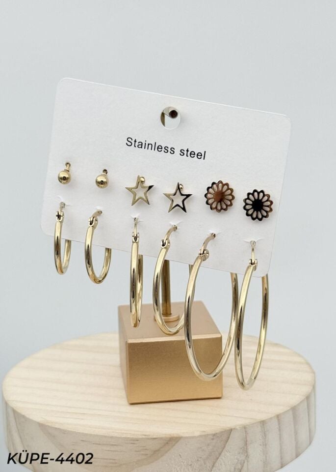 Çelik Set Küpe // KÜPE-4402