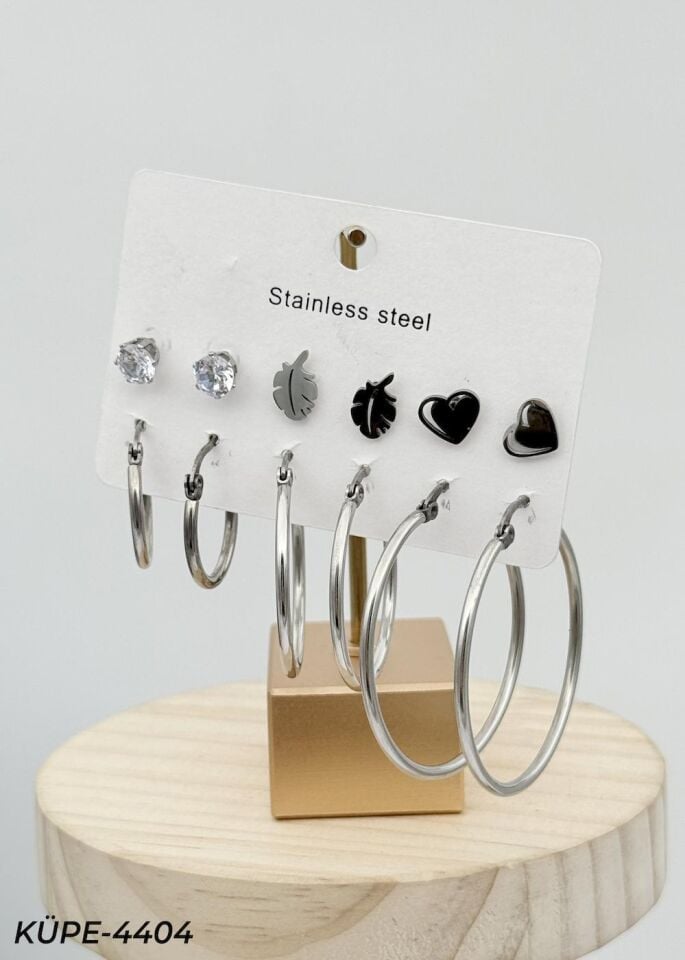 Çelik Set Küpe // KÜPE-4404