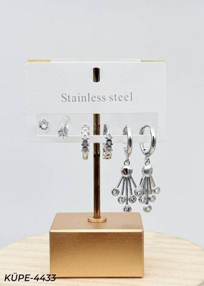 Çelik Set Küpe // KÜPE-4433