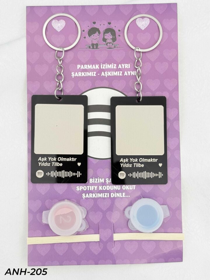 Parmak İzi Spotify Şarkılı Anahtarlık Seti // ANH-205