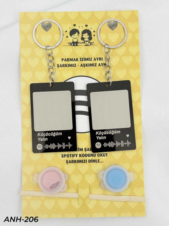 Parmak İzi Spotify Şarkılı Anahtarlık Seti // ANH-206