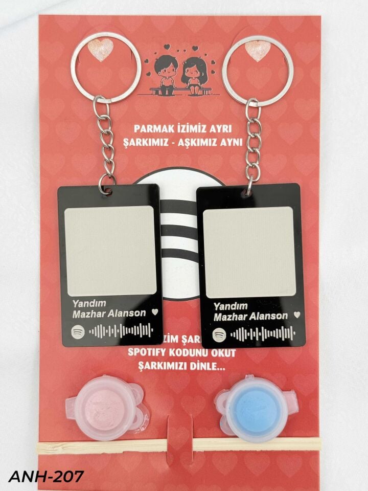 Parmak İzi Spotify Şarkılı Anahtarlık Seti // ANH-207
