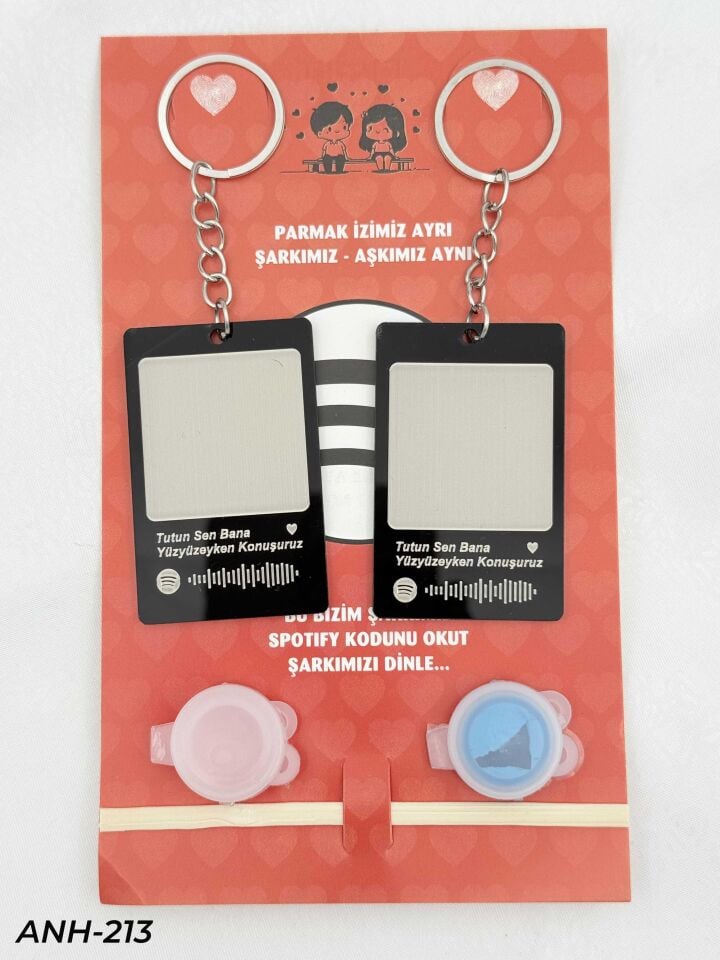 Parmak İzi Spotify Şarkılı Anahtarlık Seti // ANH-213