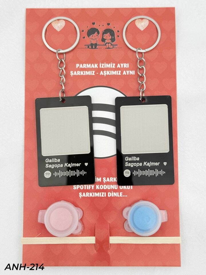 Parmak İzi Spotify Şarkılı Anahtarlık Seti // ANH-214