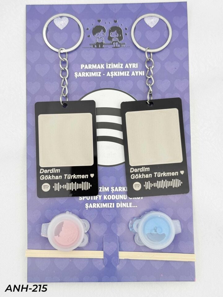 Parmak İzi Spotify Şarkılı Anahtarlık Seti // ANH-215