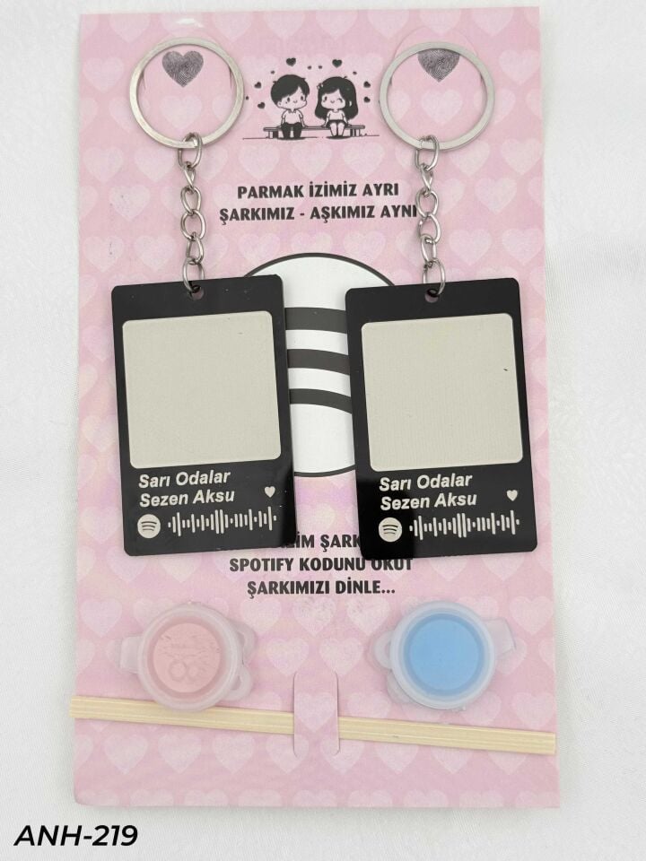Parmak İzi Spotify Şarkılı Anahtarlık Seti // ANH-219