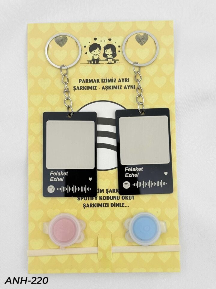 Parmak İzi Spotify Şarkılı Anahtarlık Seti // ANH-220