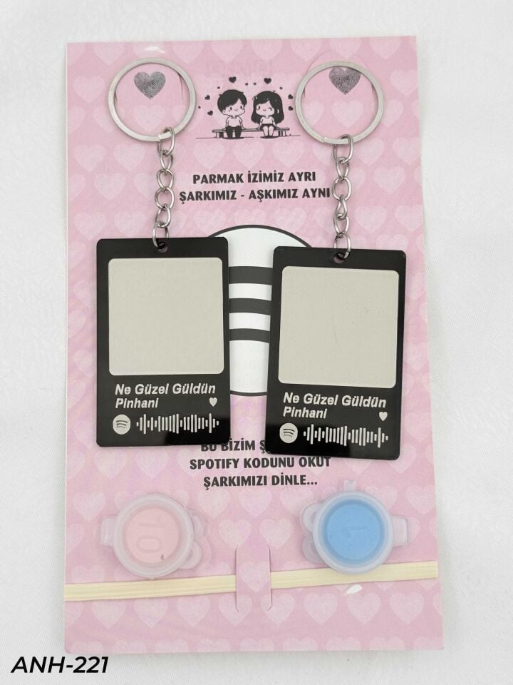 Parmak İzi Spotify Şarkılı Anahtarlık Seti // ANH-221