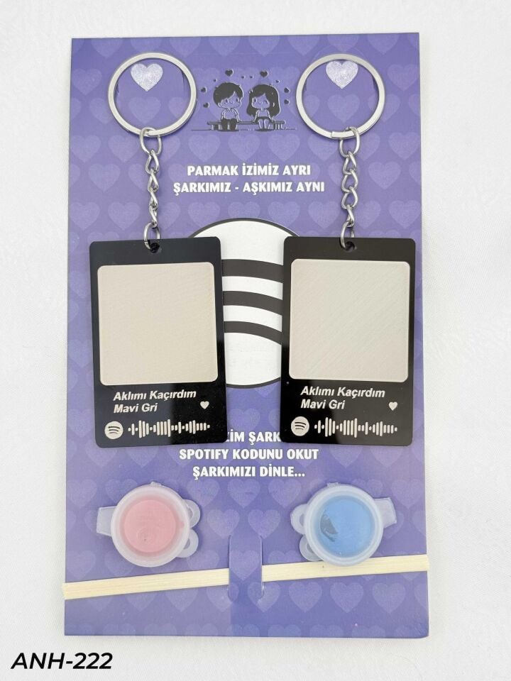 Parmak İzi Spotify Şarkılı Anahtarlık Seti // ANH-222