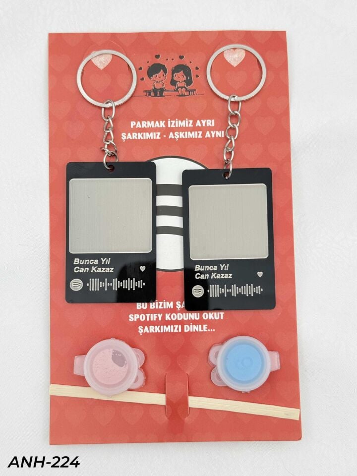Parmak İzi Spotify Şarkılı Anahtarlık Seti // ANH-224