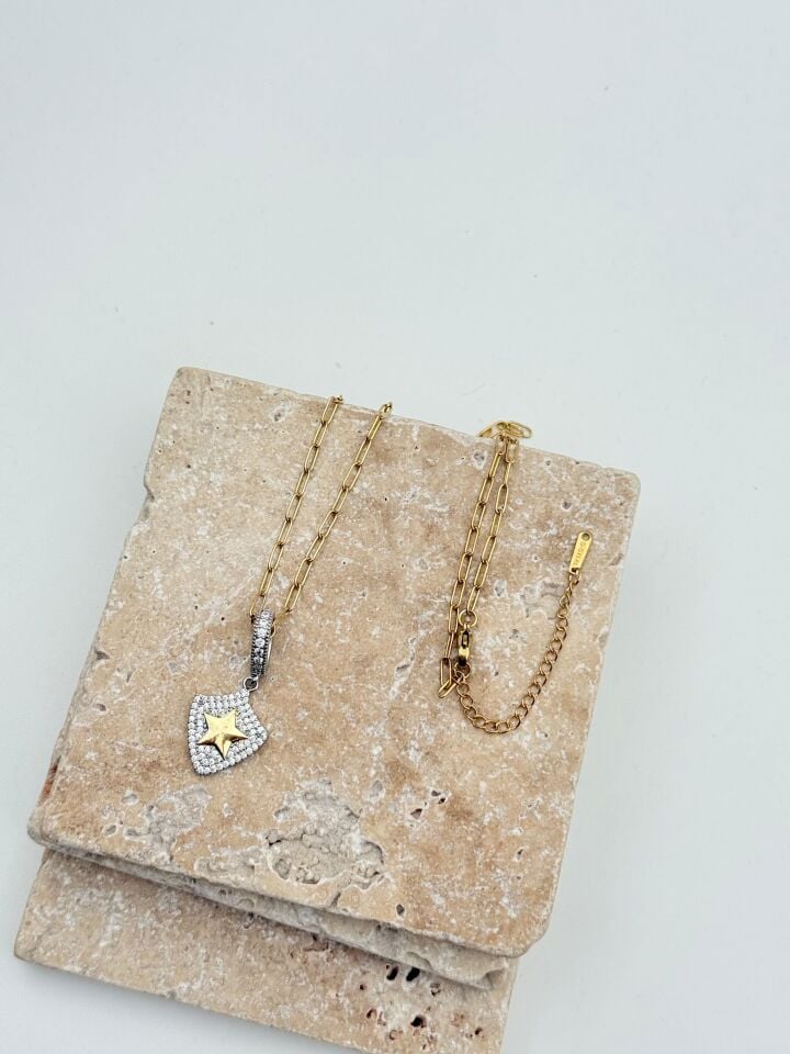 Çelik Kutup Yıldızı Kolye 60cm // KOLYE-5684