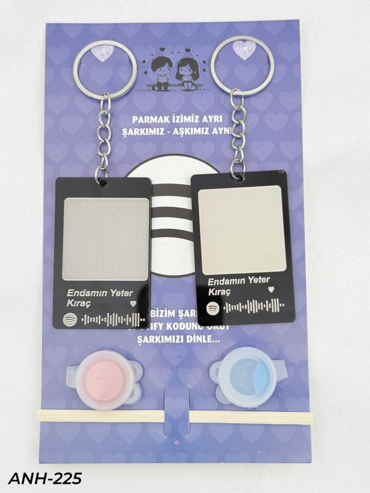 Parmak İzi Spotify Şarkılı Anahtarlık Seti // ANH-225