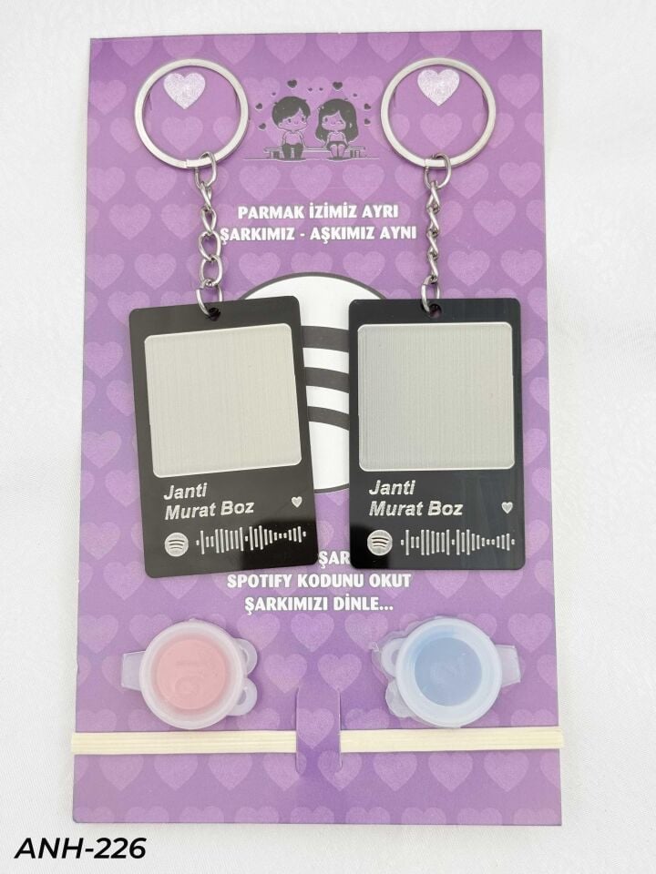 Parmak İzi Spotify Şarkılı Anahtarlık Seti // ANH-226