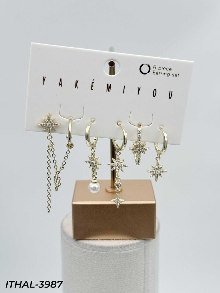 YAKEMIYOU 6'lı Set Küpe // ITHAL-3987