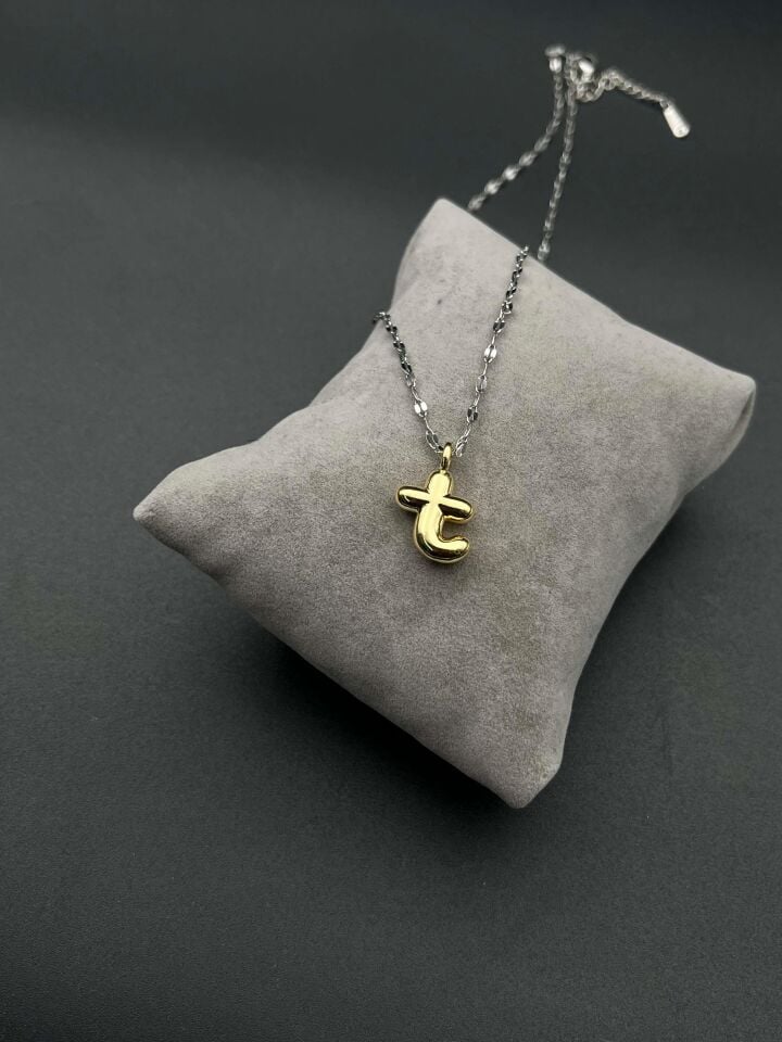 Çelik Harf Kolye (T) // KOLYE-4194