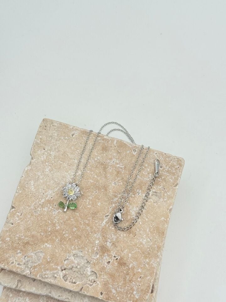 Çelik Papatya Kolye 45cm // KOLYE-5691