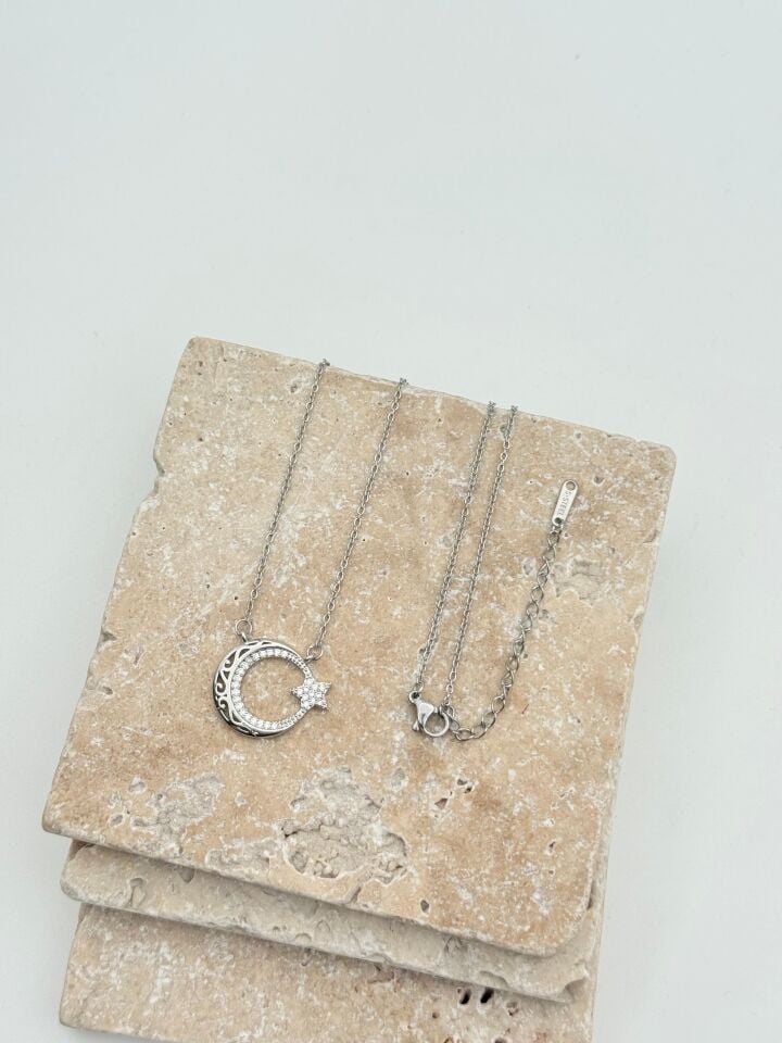 Çelik Ayyıldız Kolye 45cm // KOLYE-5694