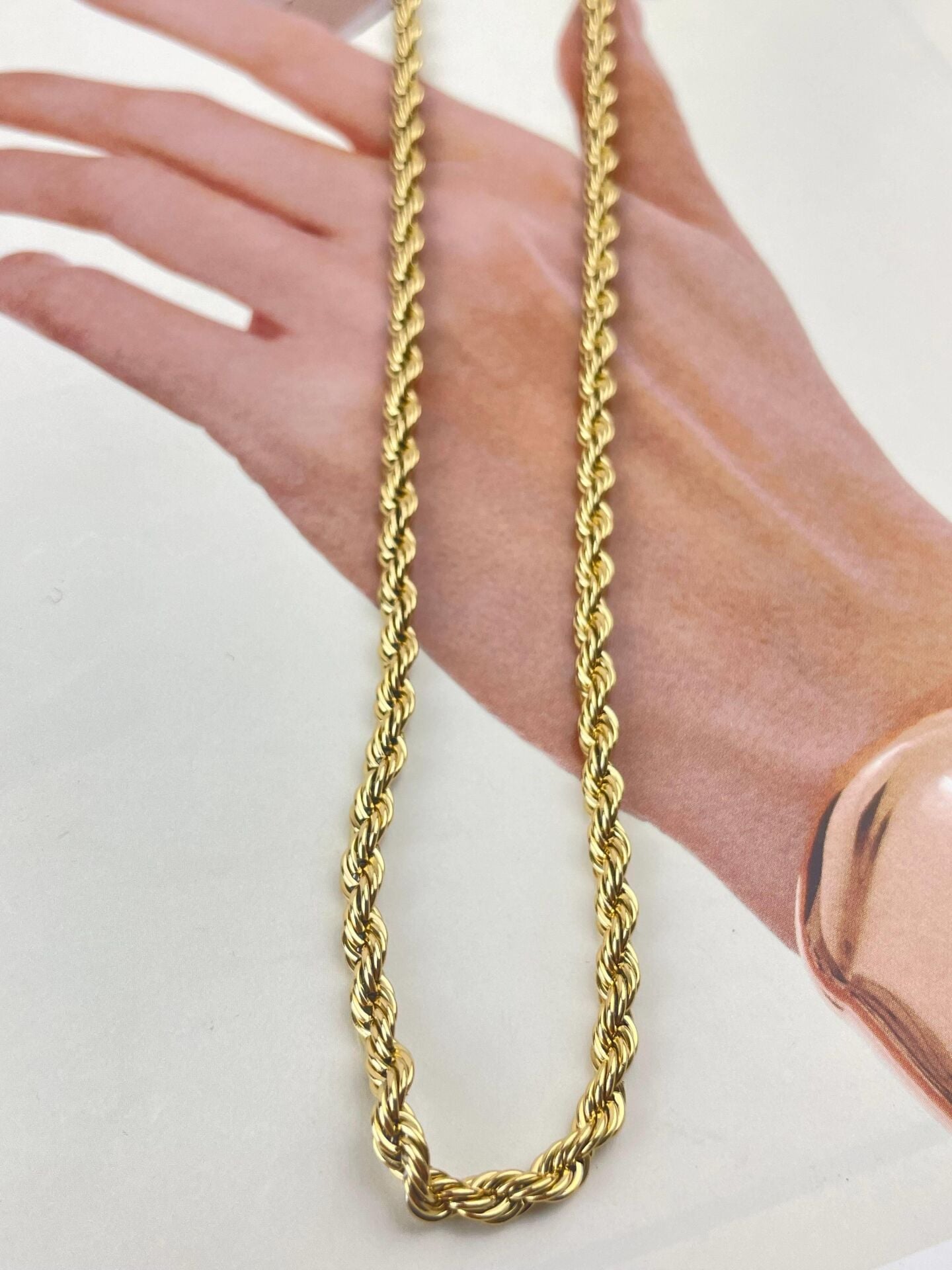 Çelik Gold Halat Kolye 60cm 3mm // KOLYE-1184
