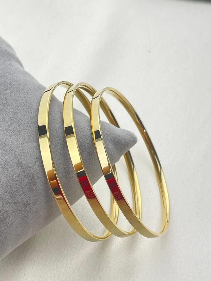 Çelik Gold Renk Kalın 6.8 Boy Bilezik  (3'lü satılmaktadır)