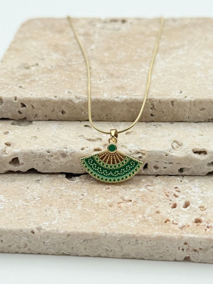 Çelik Yelpaze Kolye // KOLYE-5731