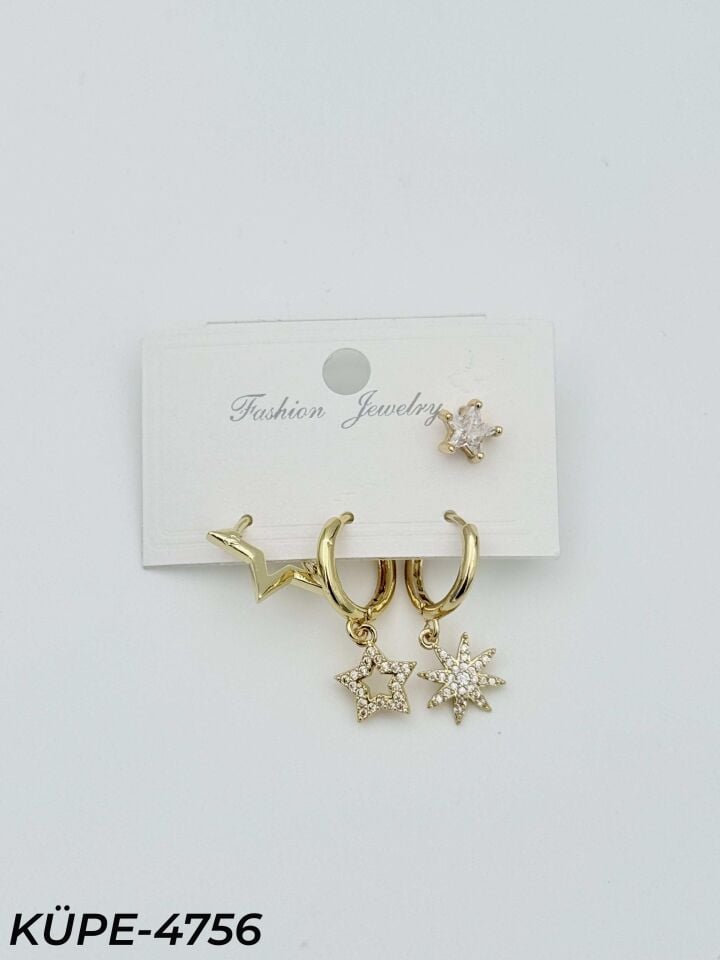 14K 3'lü Set Küpe // KÜPE-4756
