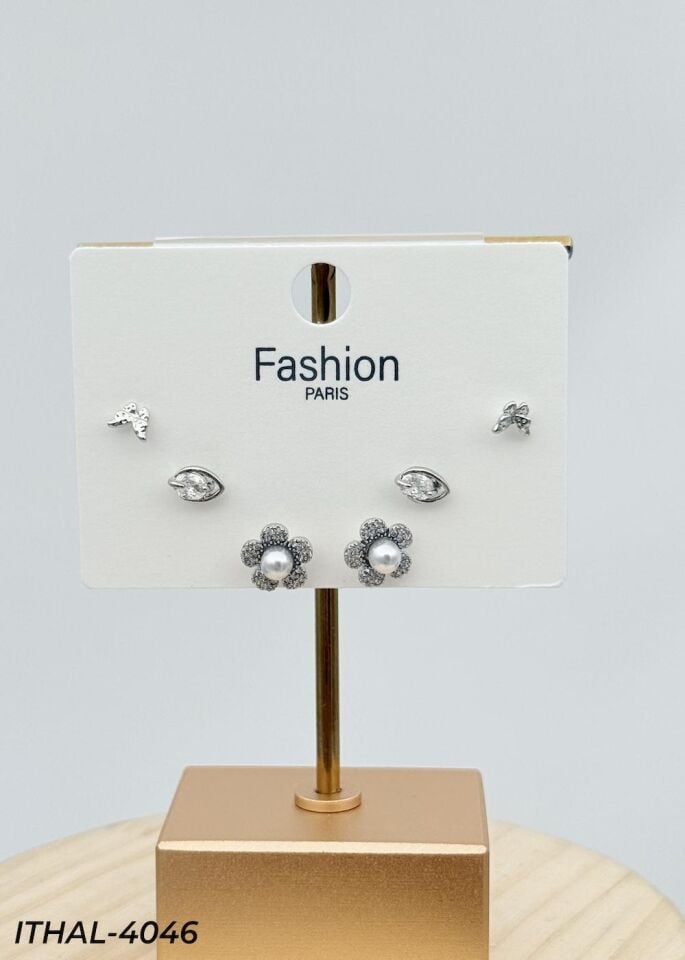 Zirkon Taşlı Gümüş İğne 6'lı Figür Küpe  // ITHAL-4046