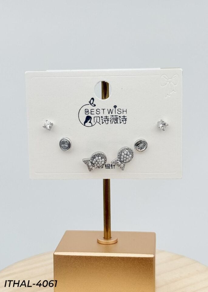 Zirkon Taşlı Gümüş İğne 6'lı Figür Küpe  // ITHAL-4061