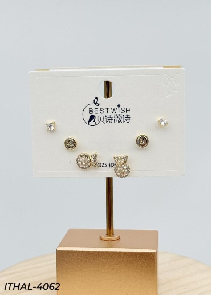 Zirkon Taşlı Gümüş İğne 6'lı Figür Küpe  // ITHAL-4062