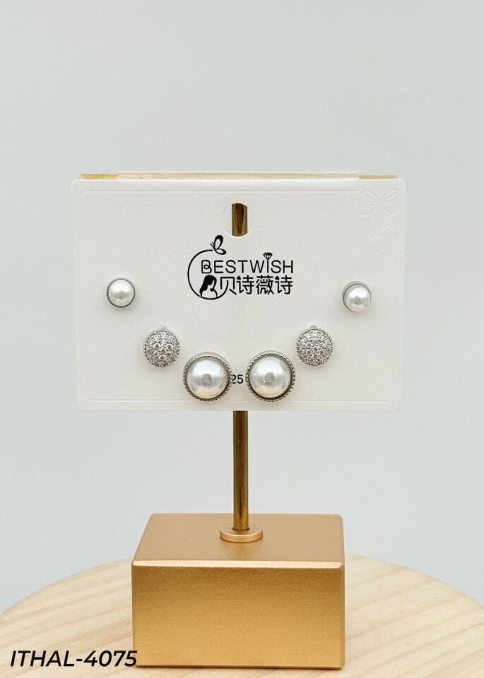 Zirkon Taşlı Gümüş İğne 6'lı Figür Küpe  // ITHAL-4075