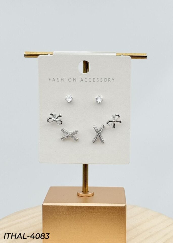 Zirkon Taşlı Gümüş İğne 6'lı Figür Küpe  // ITHAL-4083