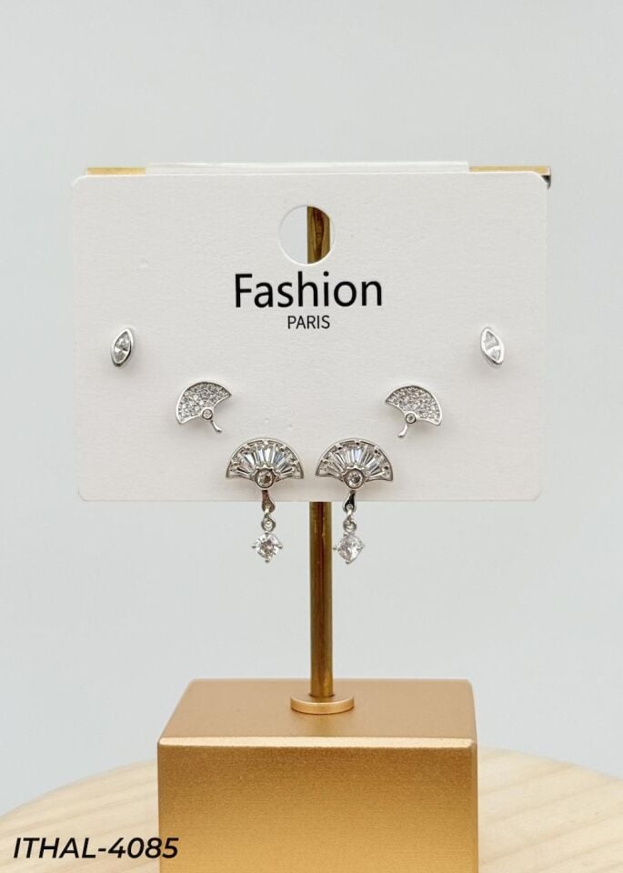 Zirkon Taşlı Gümüş İğne 6'lı Figür Küpe  // ITHAL-4085