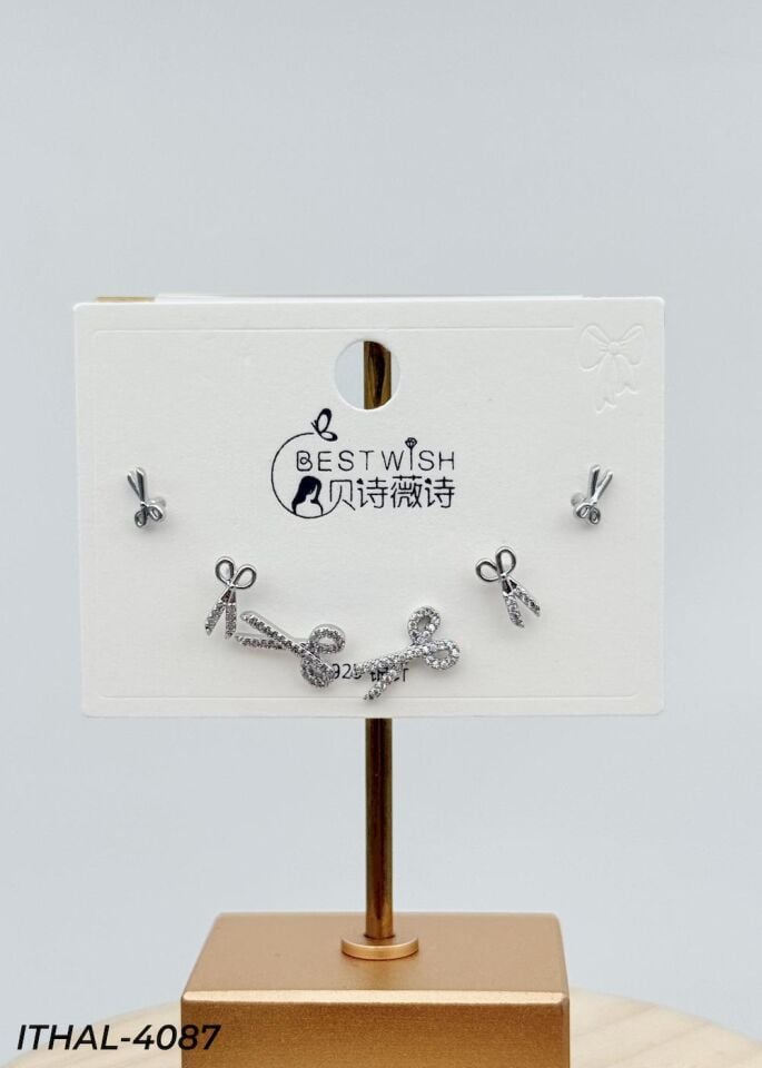 Zirkon Taşlı Gümüş İğne 6'lı Figür Küpe  // ITHAL-4087