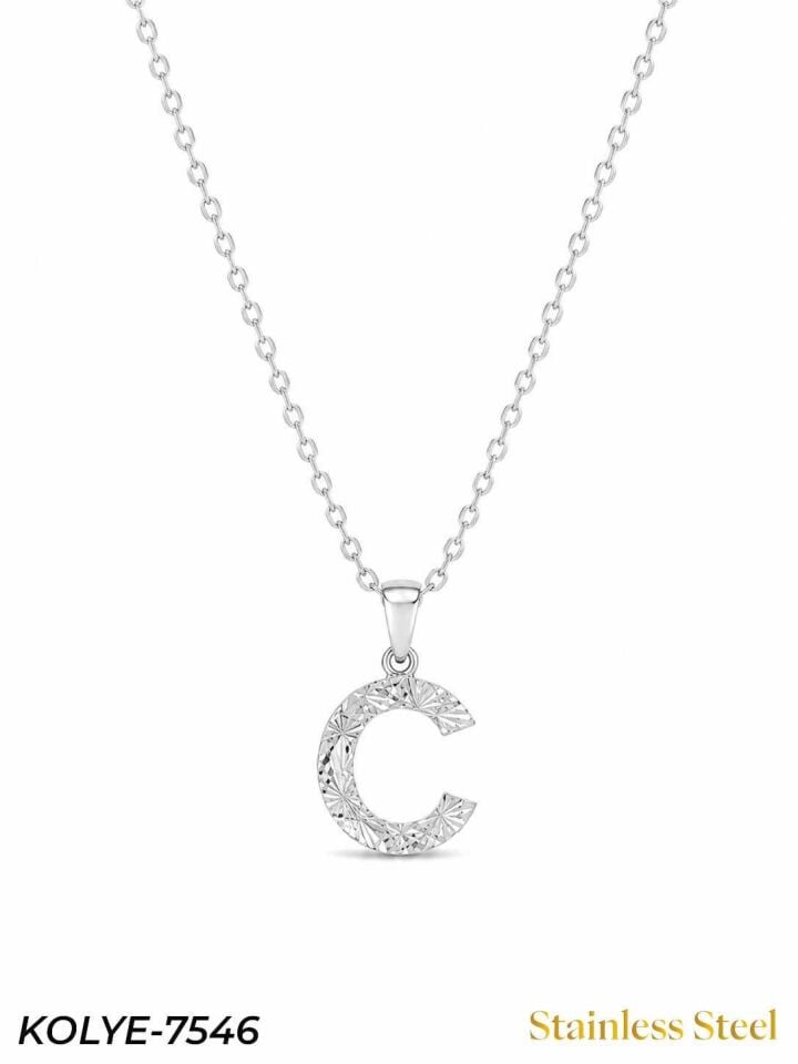 Çelik Harf Kolye 45cm // KOLYE-7546