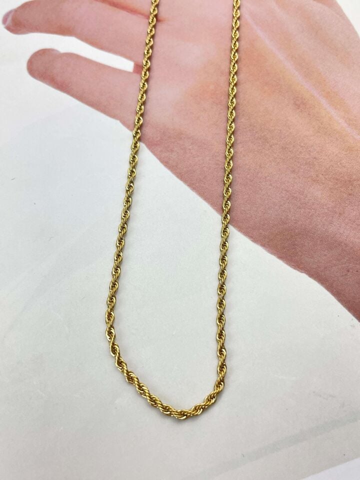 Çelik Halat Zincir 4mm 60cm Gold Renk // KOLYE-1805