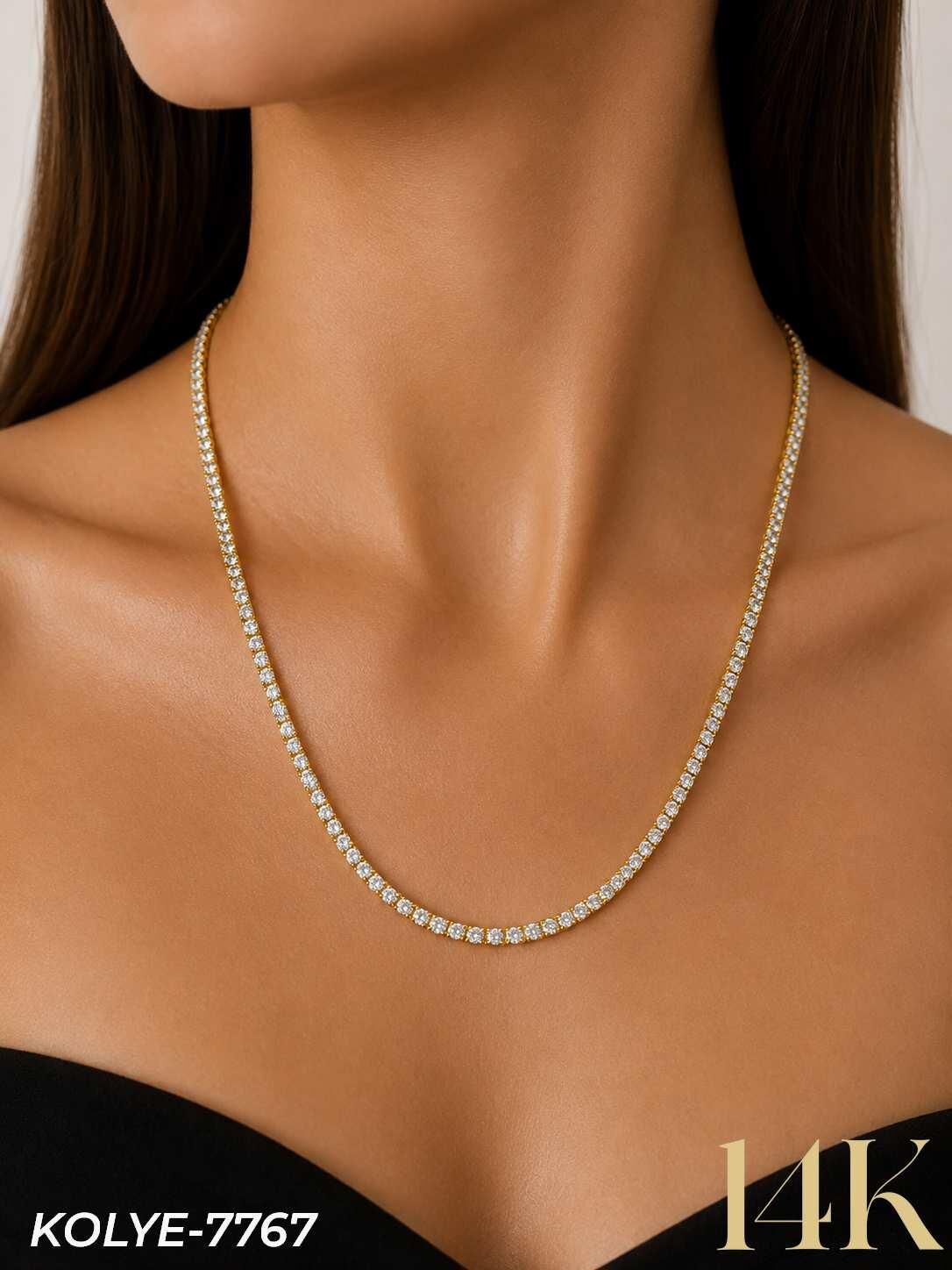 14K Dönmeyen Su Yolu Kolye 45 cm // KOLYE-7767