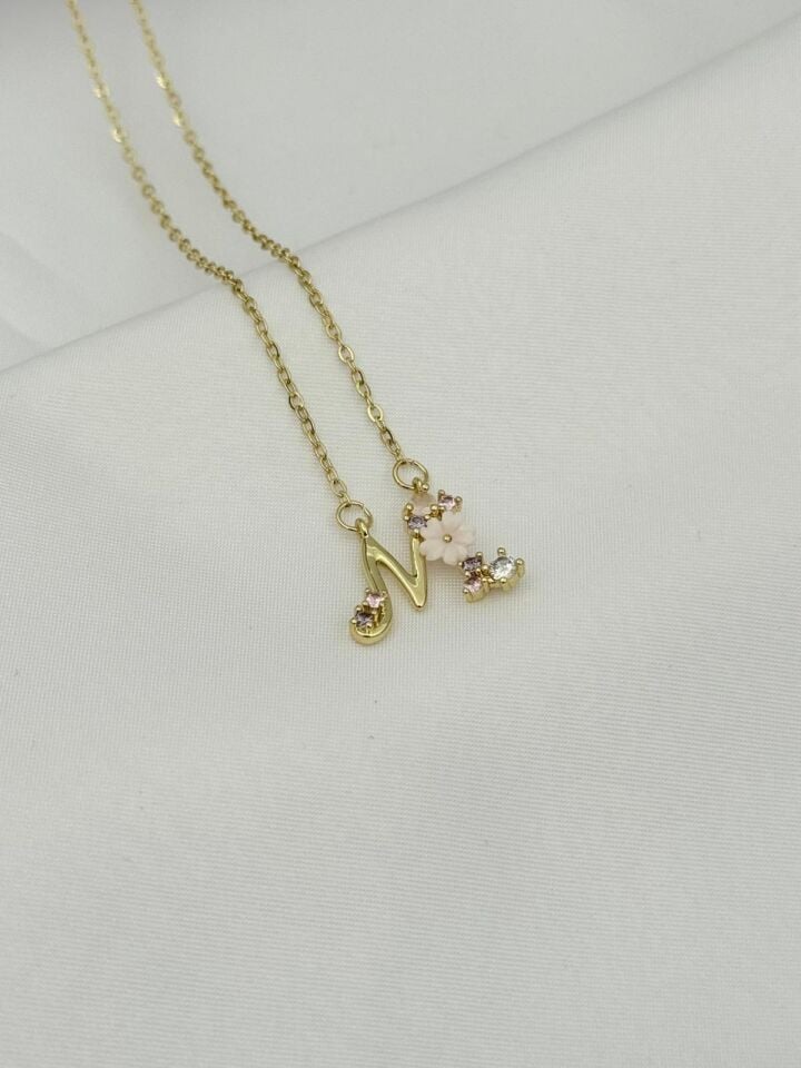 Çelik Prenses Harf Kolye // KOLYE-5744