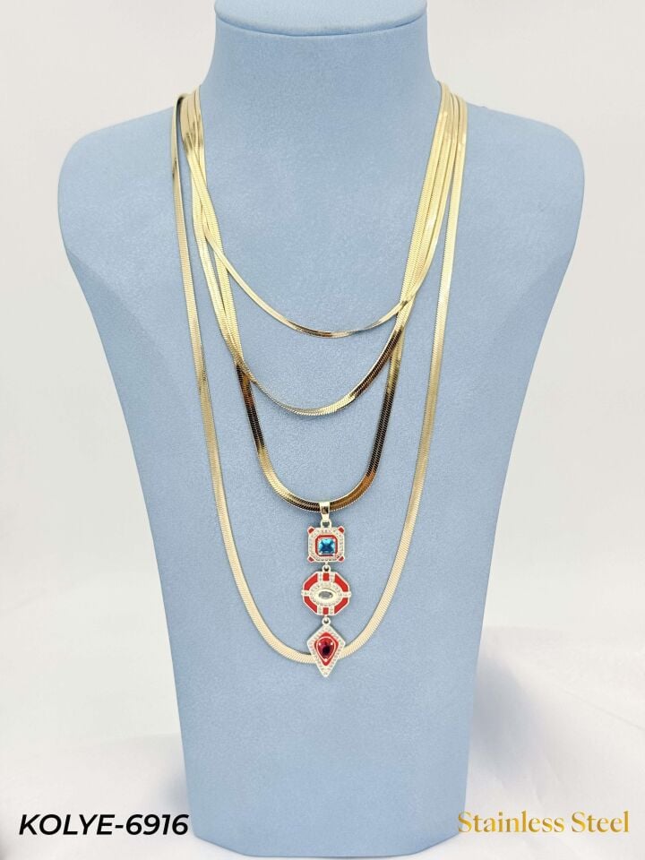 Çelik Çoklu Kolye // KOLYE-6916