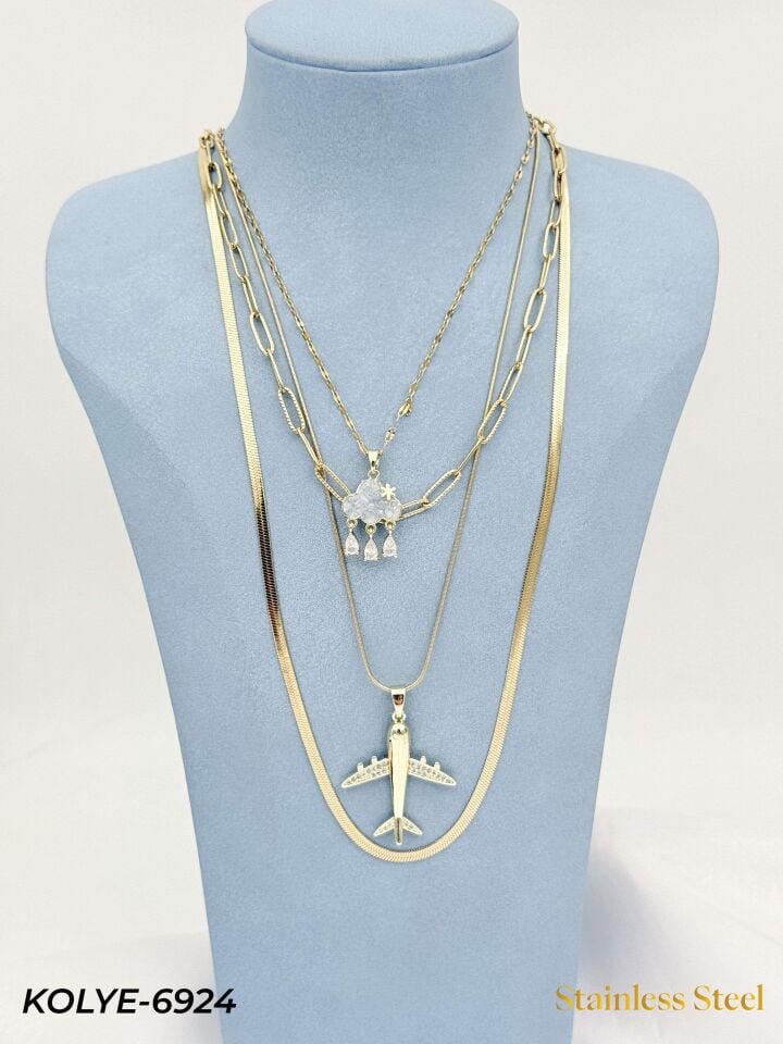 Çelik Çoklu Kolye // KOLYE-6924