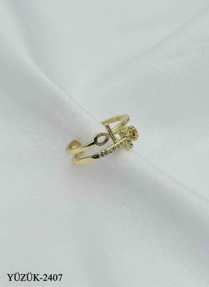 Çelik Taşlı Yüzük (Ayarlanabilir) // YÜZÜK-2407