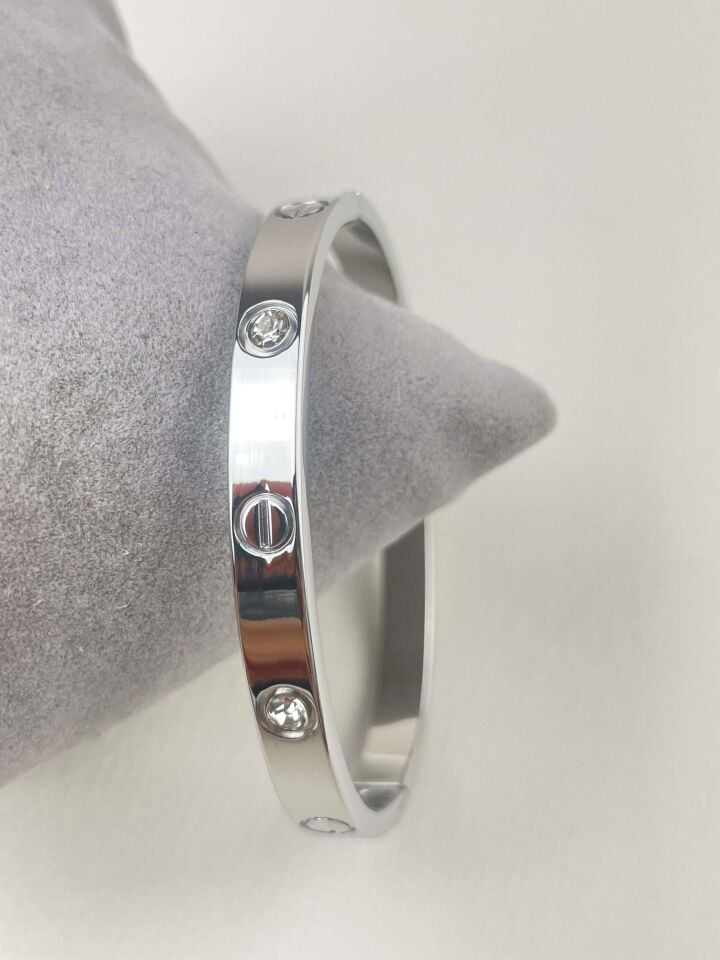 Çelik CRT Model Taşlı Silver Bebe Boy Kelepçe // KELEPÇE-1053