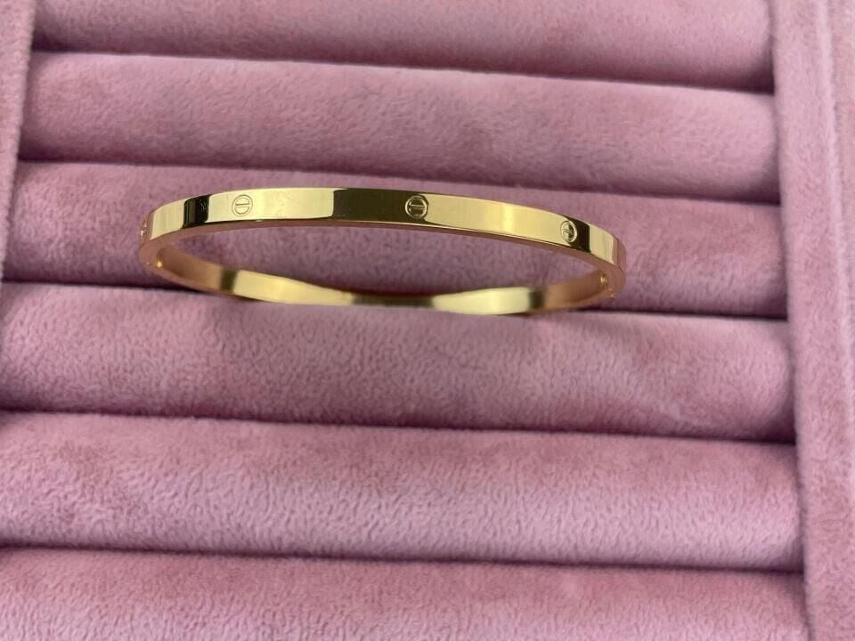 Çelik CRT Model Gold Bebe Boy İnce Taşsız Kelepçe // KELEPÇE-1058