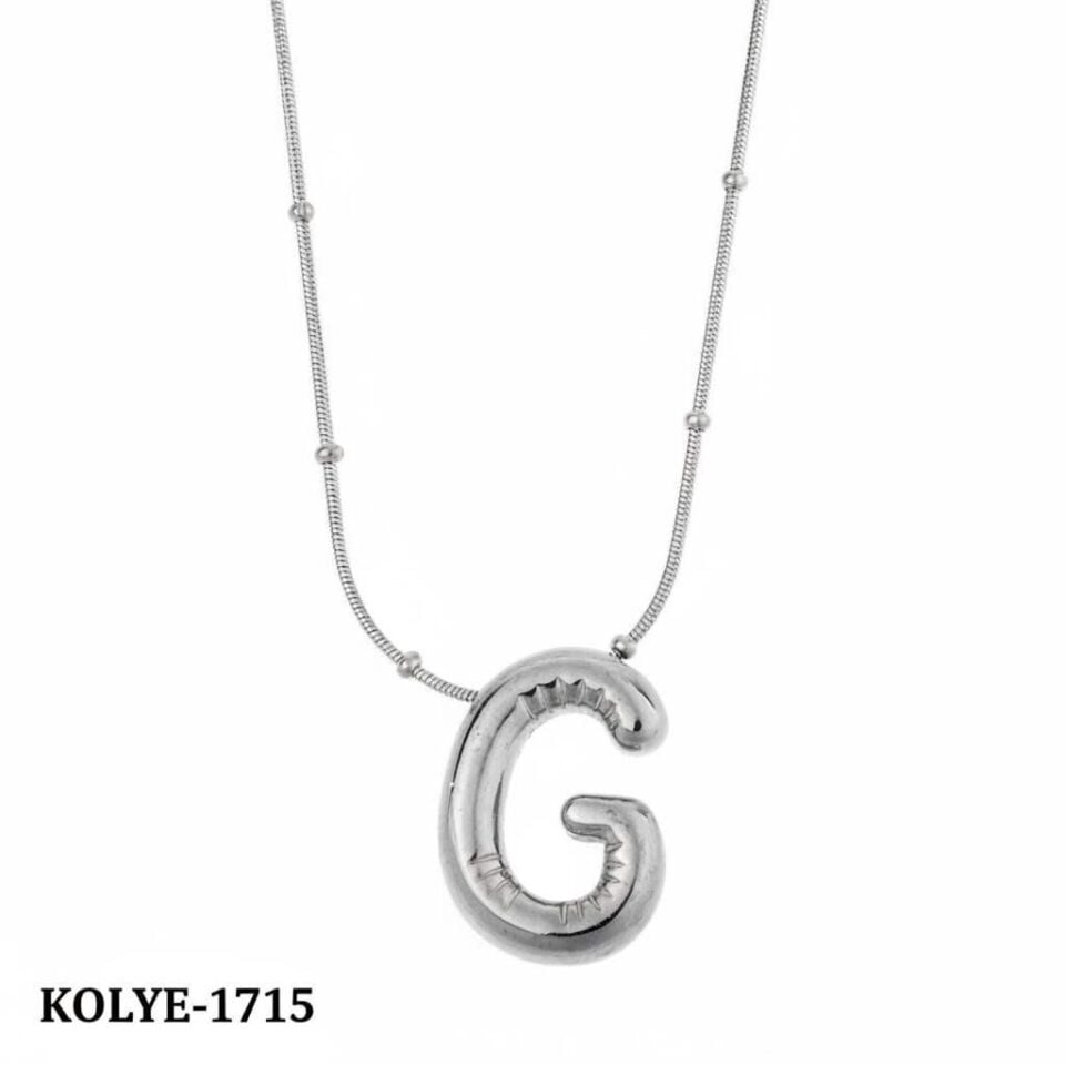 Çelik Balon Harf Kolye (G) 45cm Silver Renk // KOLYE-1715