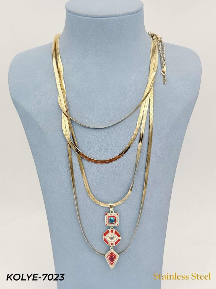 Çelik Çoklu Kolye // KOLYE-7023