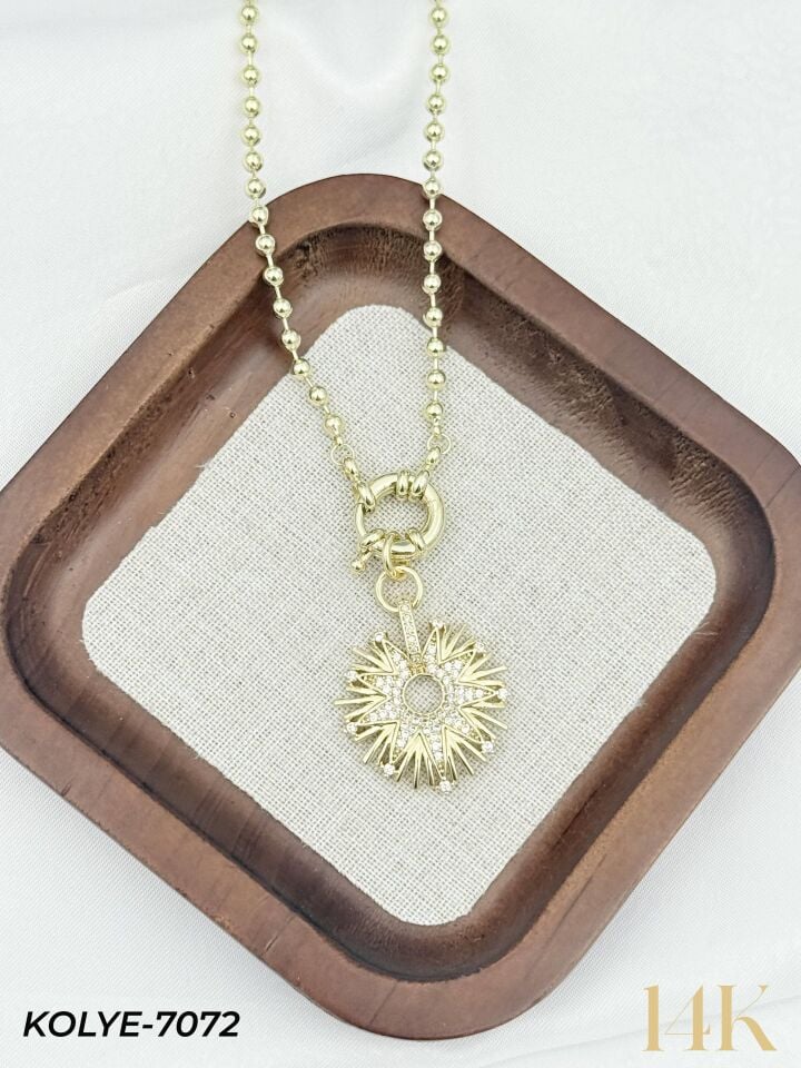 14K Tasarım Gemici Kilit Kolye 50cm // KOLYE-7072
