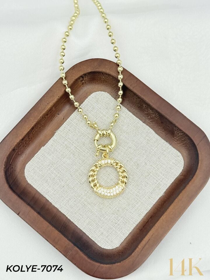 14K Tasarım Gemici Kilit Kolye 50cm // KOLYE-7074