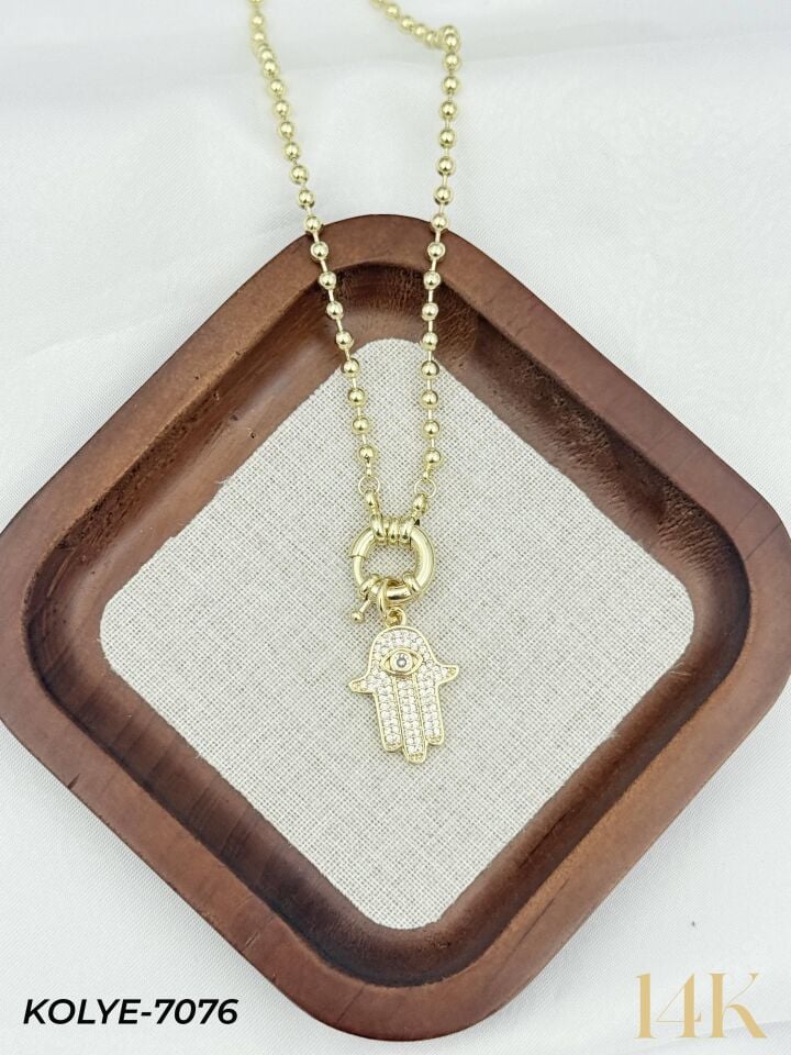 14K Tasarım Gemici Kilit Kolye 50cm // KOLYE-7076